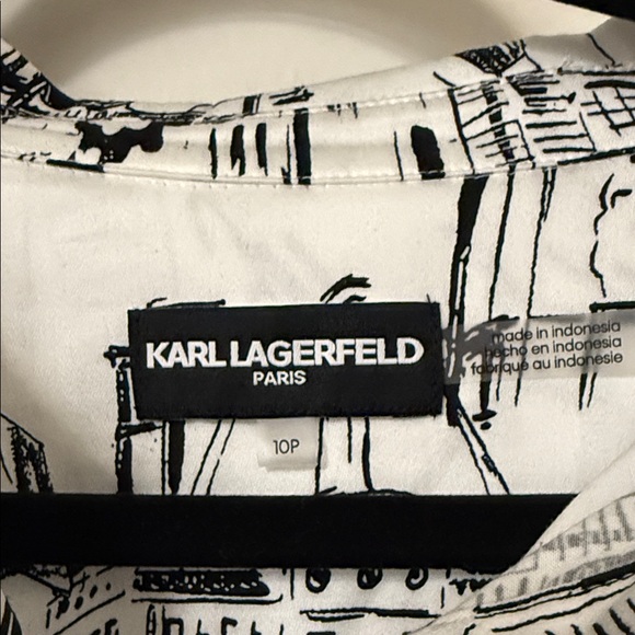 Karl Lagerfeld Monochrome Architectural Print Dress - Picture 2 of 6